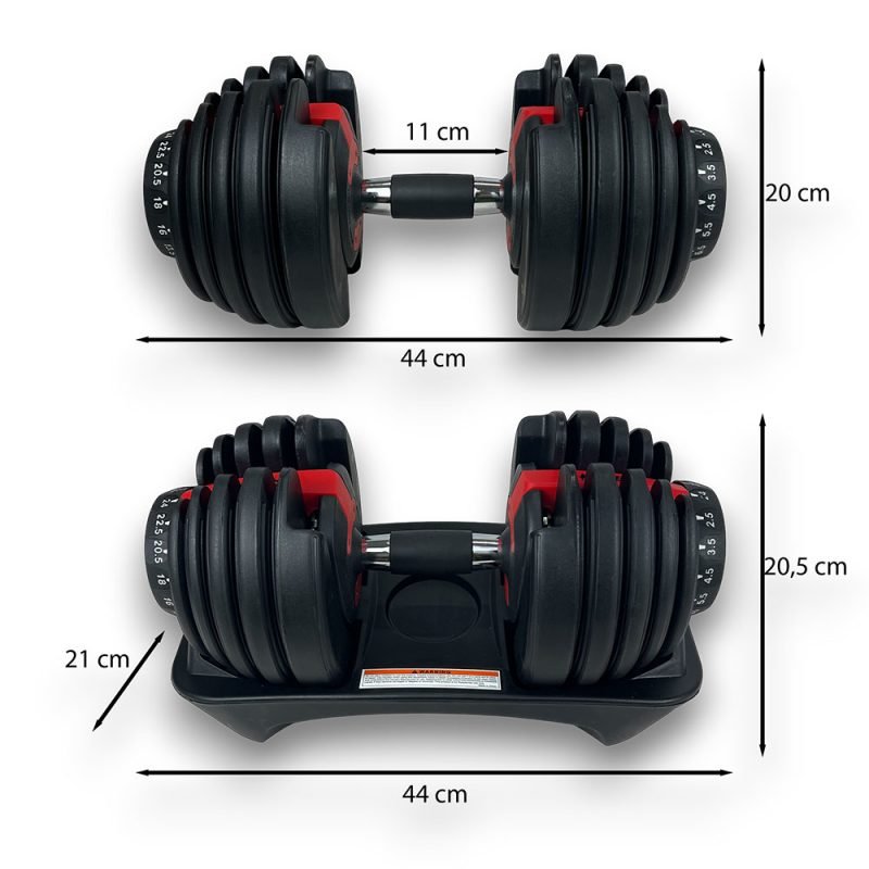 KRAKEN 24 KG Adjustable dumbbell - dimensions