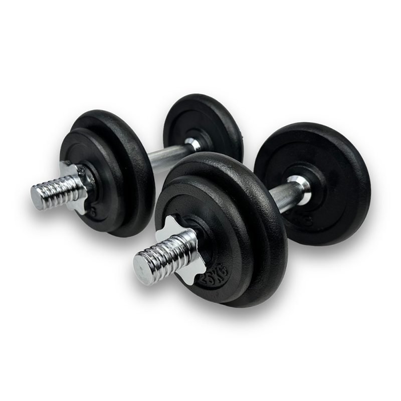 KRAKEN Cast Iron Dumbbell Close Up, angled front