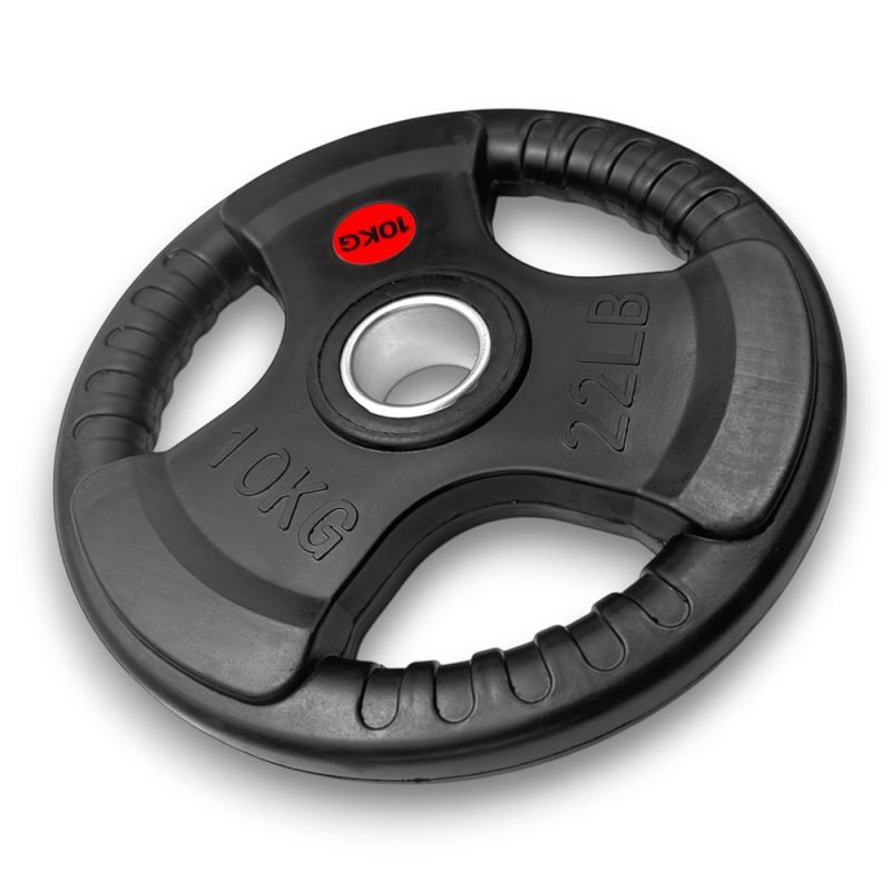 Tri Grip Weight Plate 10 KG, angled front