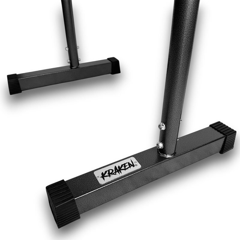 KRAKEN Fixed Fitness Equalizer Dip Bars Close Up Logo