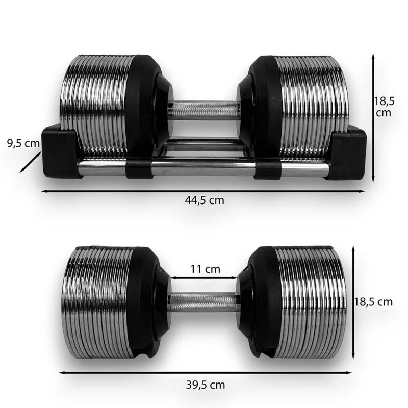 KRAKEN Verstellbare Kurzhantel 32 KG Compact - Abmessungen