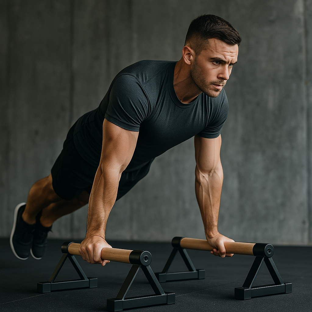 Man doing push up parallettes