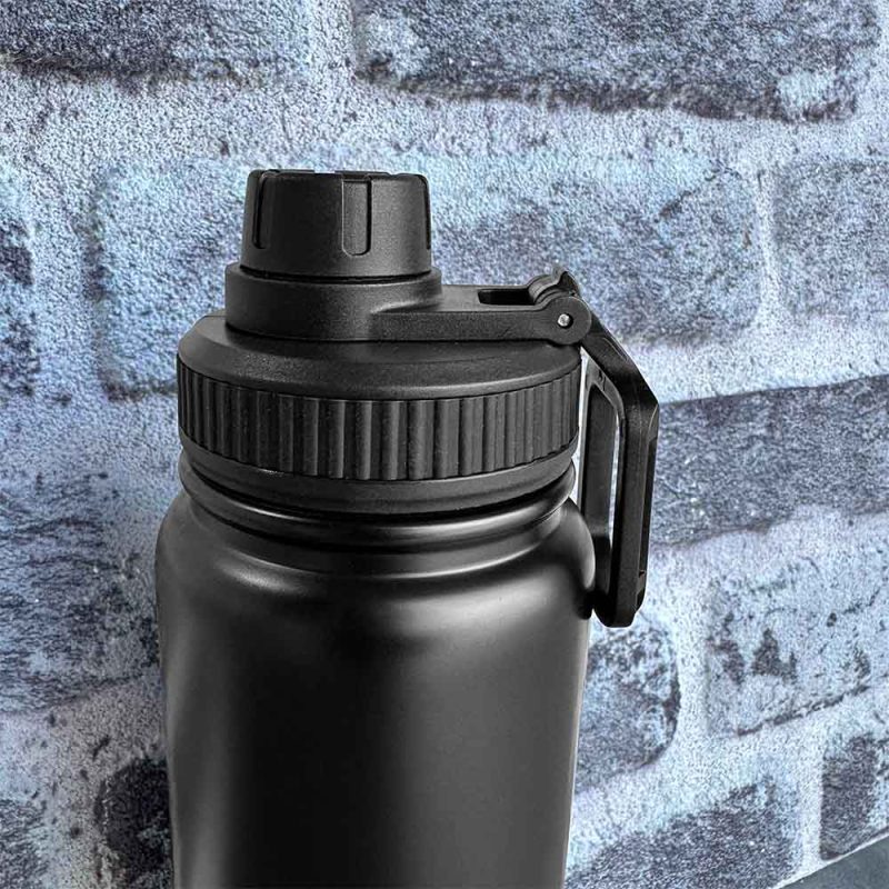 KRAKEN STAINLESS STEEL WATERBOTTLE 800ML NON WHITE-BG draaidop dicht