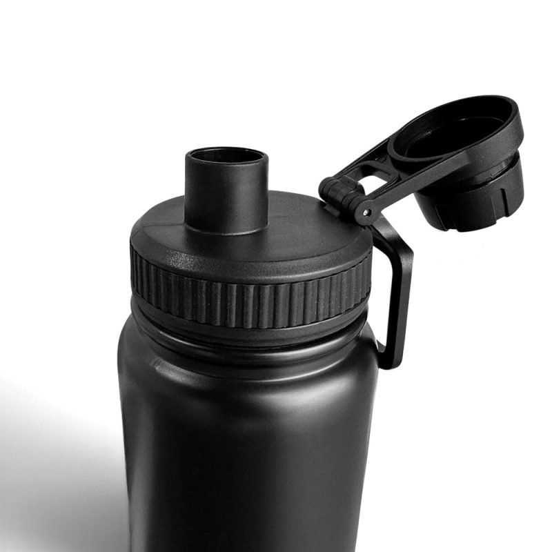 KRAKEN STAINLESS STEEL WATERBOTTLE 800ML WHITE-BG draaidop open schaduw